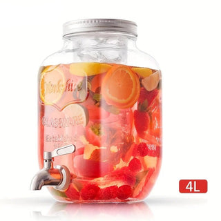 Brocca Vetro Diversi Modelli Capacità 4/5 Litri Trasparente Tappo Acciaio Inossidabile Fontanella-INTERIOR DREAM DESIGN