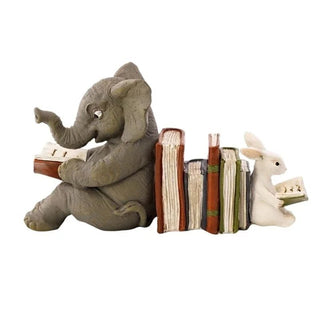 Busti E Statue Decorative Elefantino Seduto Simpatico Con Libri Che Legge In Resina Piccole Dimensioni Resina - INTERIOR DREAM DESIGN