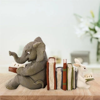 Busti E Statue Decorative Elefantino Seduto Simpatico Con Libri Che Legge In Resina Piccole Dimensioni Resina - INTERIOR DREAM DESIGN