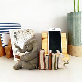 Busti E Statue Decorative Elefantino Seduto Simpatico Con Libri Che Legge In Resina Piccole Dimensioni Resina - INTERIOR DREAM DESIGN