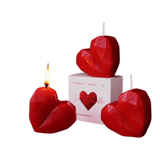 Candela Forma Cuore Materiale Cera Colore Rosso Romantico Idea Regalo Scatola-INTERIOR DREAM DESIGN