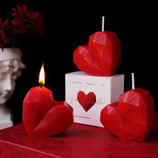 Candela Forma Cuore Materiale Cera Colore Rosso Romantico Idea Regalo Scatola-INTERIOR DREAM DESIGN