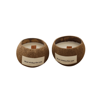 Candela Profumata Cocco Cera Soia Colore Marrone Elegante Decorazione Casa Interni Stoppino Legno-INTERIOR DREAM DESIGN