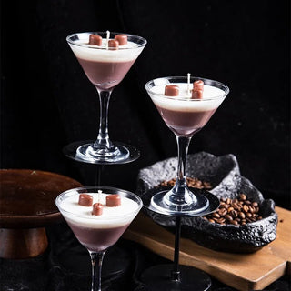 Candela Profumata Forma Bicchiere Alto Calice Caffè Vetro Cera Soia-INTERIOR DREAM DESIGN