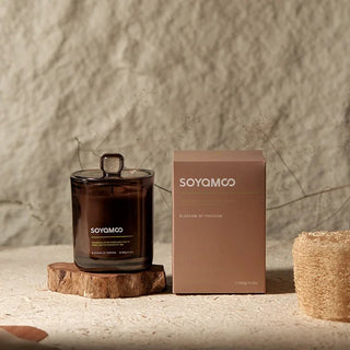 Candela Vetro Marrone Elegante Design Raffinato Vetro Cera Profumo Sandalo-INTERIOR DREAM DESIGN