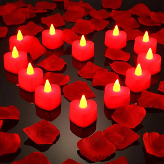 Candele Forma Cuore Cera Rosso 24 Pezzi Idea Regalo San Valentino Arredamento Casa Romantico - INTERIOR DREAM DESIGN