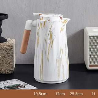 Caraffa Legno Vetro Effetto Marmo Capacità 1 Litro Diversi Colori Cucina Casa-INTERIOR DREAM DESIGN