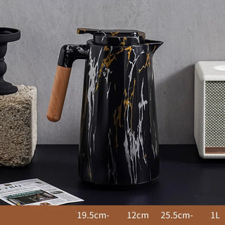 Caraffa Legno Vetro Effetto Marmo Capacità 1 Litro Diversi Colori Cucina Casa-INTERIOR DREAM DESIGN