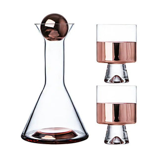 Caraffa Vetro Borosilicato Trasparente Oro Rosa Bicchieri Inclusi Diversi Set Arredamento Cucina-INTERIOR DREAM DESIGN