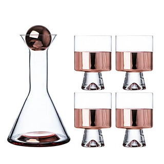 Caraffa Vetro Borosilicato Trasparente Oro Rosa Bicchieri Inclusi Diversi Set Arredamento Cucina-INTERIOR DREAM DESIGN