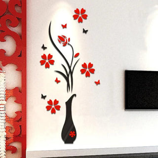 Carta Adesiva Decorativa Design Vaso Fiori Decorazione Muro Design Moderno Casa - INTERIOR DREAM DESIGN