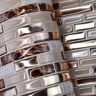 Carta Da Parati Marrone Effetto Mosaico 3D Arredamento Adesivo Casa Parete Cucina-INTERIOR DREAM DESIGN