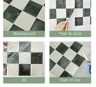 Carta Da Parati Quadrati Diversi Colori Set 10/30 Pezzi Adesiva Cucina Bagno Casa-INTERIOR DREAM DESIGN