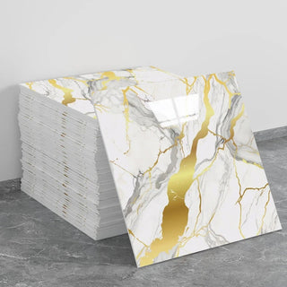 Carta Parati Adesiva Set 30 Pezzi Quadrati Effetto Lucido Marmo Diversi Colori-INTERIOR DREAM DESIGN