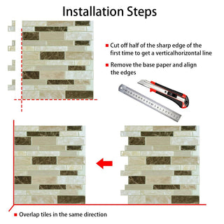 Carta Parati Effetto Mattonelle Diversi Colori Arredamento Casa Parete Adesivo Lavabile Alta Qualità 10 Pezzi-INTERIOR DREAM DESIGN