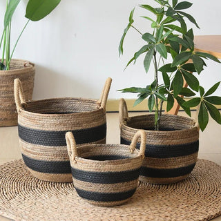 Cesta Organizer Porta Oggetti Decorazione Casa In Ratten Vaso Decorativo Giardino Composizione Floreale-INTERIOR DREAM DESIGN