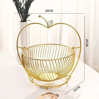 Cestino Frutta Organizer Metallo Oro Solido Resistente Cucina Particolare Estetico-INTERIOR DREAM DESIGN