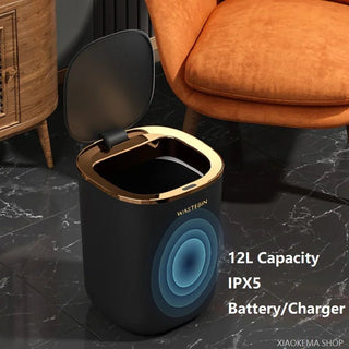 Cestino Pattumiera Intelligente Smart USB Ricaricabile E A Batterie Colore Nero Bello Design Arredo Casa E Cucina - INTERIOR DREAM DESIGN