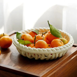 Cestino Porta Oggetti Materiale Ceramica Cestino Modello Intrecciato Decorazione Tavolo-INTERIOR DREAM DESIGN