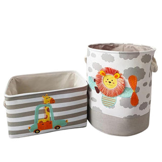 Cesto Biancheria Bucato Bambini Tessuto Foderato Lino Cotone Decorato Accessori Casa Bagno Camera - INTERIOR DREAM DESIGN