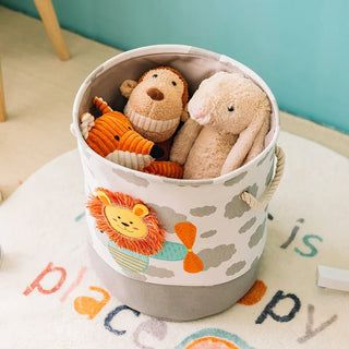 Cesto Biancheria Bucato Bambini Tessuto Foderato Lino Cotone Decorato Accessori Casa Bagno Camera - INTERIOR DREAM DESIGN