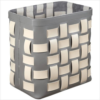 Cesto Biancheria Ecopelle Grigio Arancione Alto Comodo Grandi Capacità Contenitive Organizzazione Biancheria-INTERIOR DREAM DESIGN