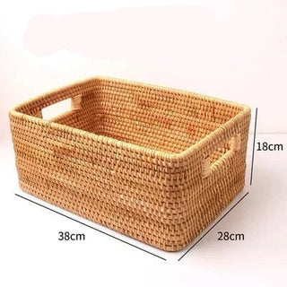 Cesto Biancheria Marrone Chiaro Rettangolare Rattan Bamboo Organizzazione-INTERIOR DREAM DESIGN