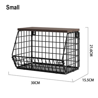 Cesto Frutta Attaccatura Muro Legno Pratico Cucina Nero Capiente Diverse Dimensioni-INTERIOR DREAM DESIGN