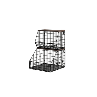 Cesto Frutta Attaccatura Muro Legno Pratico Cucina Nero Capiente Diverse Dimensioni-INTERIOR DREAM DESIGN