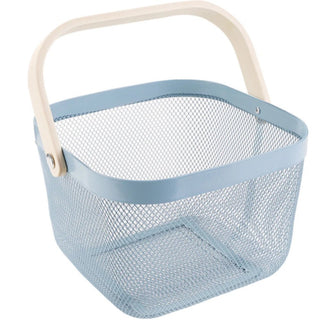 Cesto Frutta Metallo Portatile Piccolo Comodo Pick Nick Rosa Bianco Azzurro Manico Resistente-INTERIOR DREAM DESIGN