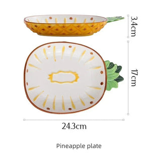 Ciotole Piatti Decorativi Diversi Modelli Design Frutta Ananas Fragola Limone Ceramica Dipinta Mano-INTERIOR DREAM DESIGN