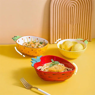 Ciotole Piatti Decorativi Diversi Modelli Design Frutta Ananas Fragola Limone Ceramica Dipinta Mano-INTERIOR DREAM DESIGN