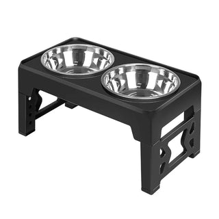 Ciotole Rialzate Mangiatoia Supporto Rialzato Regolabile Doppi Ciotole Alimenti Acciaio Taglia Piccola Media Grande - INTERIOR DREAM DESIGN