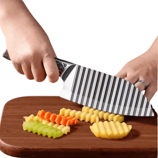 Coltello Modello Ondulato Materiale Acciaio Decorazione Cucina Taglio Ondulato Decorazione Moderna-INTERIOR DREAM DESIGN