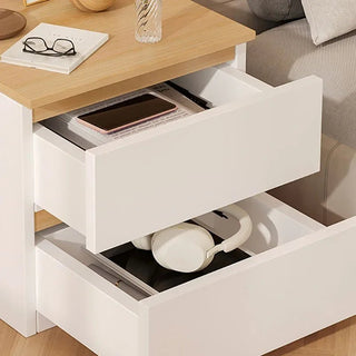 Comodino Camera Letto Legno Bianco Cassetti Comodo Accessori Mobili Casa - INTERIOR DREAM DESIGN