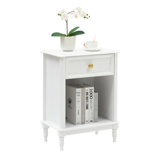 Comodino Camera Letto Nero Bianco 1 Cassetto Arredamento Casa Decorazione-INTERIOR DREAM DESIGN