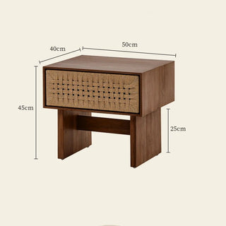 Comodino Camera Letto Rattan Legno Elegante Design Innovativo Vintage-INTERIOR DREAM DESIGN