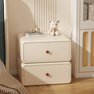 Comodino Colore Beige Nero Cachi 2 Ripiani Cassetti Legno Ecopelle Camera Letto-INTERIOR DREAM DESIGN