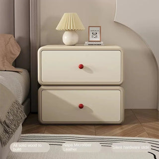 Comodino Colore Beige Nero Cachi 2 Ripiani Cassetti Legno Ecopelle Camera Letto-INTERIOR DREAM DESIGN