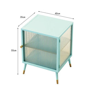 Comodino Diversi Colori Trasparente Ripiano Effetto Marmo Vetro Rinforzato Camera Letto-INTERIOR DREAM DESIGN