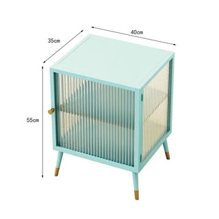 Comodino Diversi Colori Trasparente Ripiano Effetto Marmo Vetro Rinforzato Camera Letto-INTERIOR DREAM DESIGN