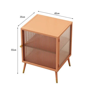 Comodino Diversi Colori Trasparente Ripiano Effetto Marmo Vetro Rinforzato Camera Letto-INTERIOR DREAM DESIGN