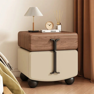 Comodino Ecopelle Diversi Colori Rivestimento Base Legno Elegante Particolare Camera Letto-INTERIOR DREAM DESIGN