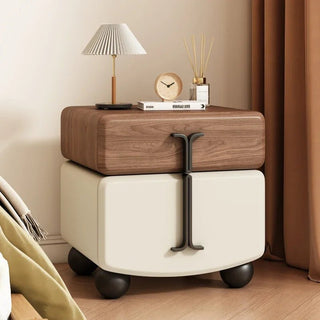 Comodino Ecopelle Diversi Colori Rivestimento Base Legno Elegante Particolare Camera Letto-INTERIOR DREAM DESIGN