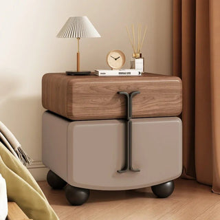 Comodino Ecopelle Diversi Colori Rivestimento Base Legno Elegante Particolare Camera Letto-INTERIOR DREAM DESIGN