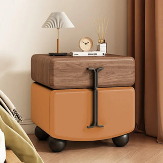Comodino Ecopelle Diversi Colori Rivestimento Base Legno Elegante Particolare Camera Letto-INTERIOR DREAM DESIGN