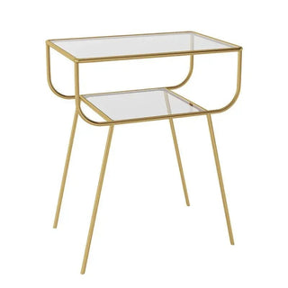 Comodino Materiale Metallo Colore Oro Decorazione Elegante Moderna Arredo Camera Salotto-INTERIOR DREAM DESIGN