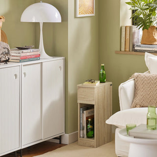 Comodino Piccolo Bianco Nero Marrone Piccolo Camera Letto Legno Resistente Ripiani-INTERIOR DREAM DESIGN