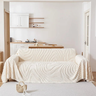 Copridivano Colore Bianco Beige Diverse Dimensioni Federa Cuscino Materiale Morbido Caldo - INTERIOR DREAM DESIGN