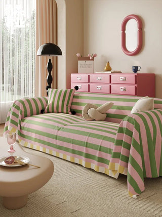 Copridivano Verde Azzurro Righe Diversi Colori Dimensioni Arredamento Divano Casa-INTERIOR DREAM DESIGN